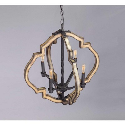 Spicewood Gilded Iron and Wood 4-Light Chandelier