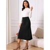 INSPIRE CHIC Women's A-Line Elastic High Waist Stretchy Ribbed Knit Midi Skirt - 3 of 4