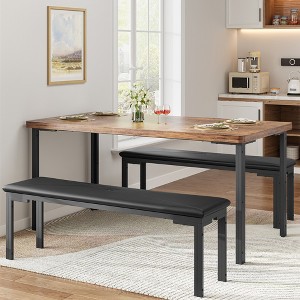 Whizmax 3 Piece Dining Room Table Set for 4, Compact Kitchen Table Set with 2 Upholstered Benches for Small Spaces, Apartment - 1 of 4