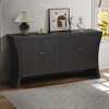 Elegant And Functional 4 Door Curved Wooden Decorative Storage Cabinet Ideal for Kitchen Bedroom  Laundry Room and Living Room-Masion boucle - 2 of 4