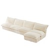 NicBex Couches for Living Room L-Shaped 4 Seater Deep Seat Armless Sofa Free Combination Corduroy Upholstered Slipcovered Sofa with Ottoman, Cream - 3 of 4