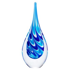 Luxury Lane Hand Blown Swirl Wave Tear Drop Sommerso Art Glass Sculpture - 1 of 4