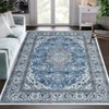 Machine Washable Area Rug Non Slip Rug Vintage Medallion Low Pile Foldable Rugs Stain Resistant Carpet For Bedroom Living Room Kids Room Study Room - 2 of 4