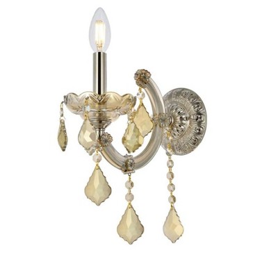 Elegant Lighting Maria Theresa 1 light Golden Teak Wall Sconce Golden Teak (Smoky) Royal Cut Crystal
