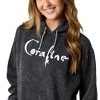 Coraline Full Moon Character Art Women's Black Enzyme Wash Long Sleeve Fleece Hooded Sweatshirt - 2 of 4