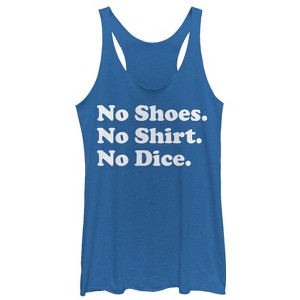 Women's Fast Times at Ridgemont High No Shirt No Dice Racerback Tank Top - 1 of 3