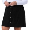 Agnes Orinda Women's Plus Size High Waist Button Front with Pocket Mini Corduroy A-Line Skirt - 2 of 4