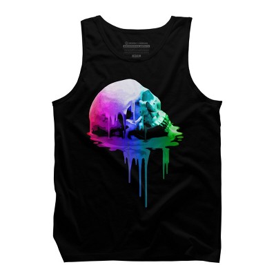Men's Design By Humans Melting Skull with Vibrant Colors By robotface Tank Top