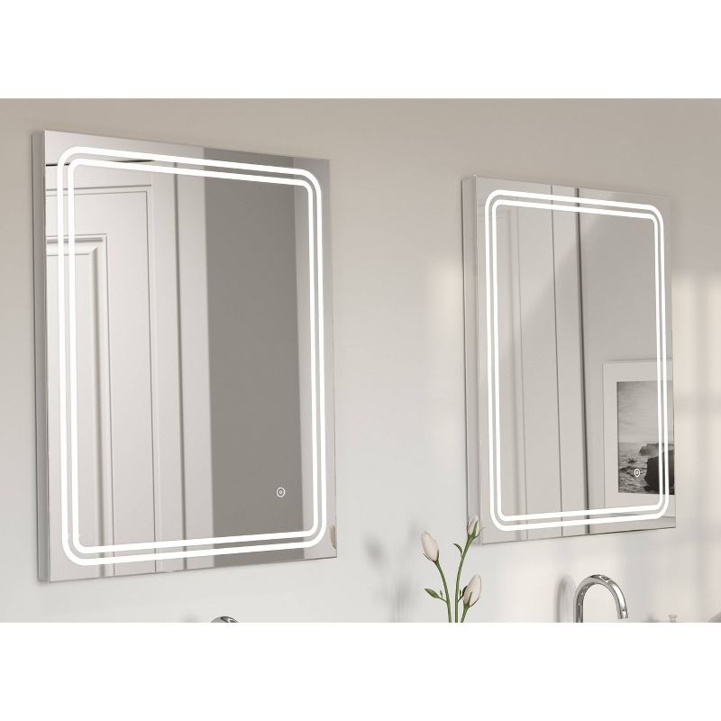 Single Frameless Dimmable LED Wall Mirror with Anti Fog Glass - Tosca, 4 of 6