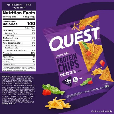 Quest Nutrition Tortilla Style Protein Chips - Loaded Taco - 8pk/1.1oz