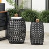 Side Table Set Of 2, Patio End Tables, Indoor Outdoor Coffee Table, Round Accent Table, Hollow Out Design End Table - 3 of 4