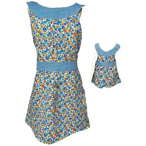 Size 14 Matching Girl And Doll Blue Flower Sundress - 1 of 4