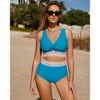 Women Embroidered Cuff Bikini Sets Highwaist Bathing Suits Wide Strap Twist Front V Neck Swimsuits 2 Piece Cutout Swimsuits - 4 of 4