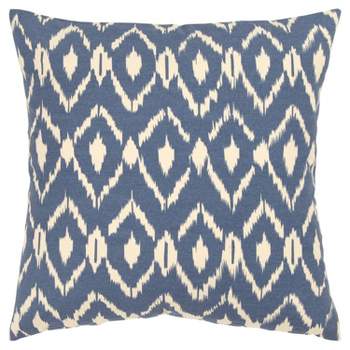 18"x18" Ikat Square Throw Pillow Cover Blue - Rizzy Home