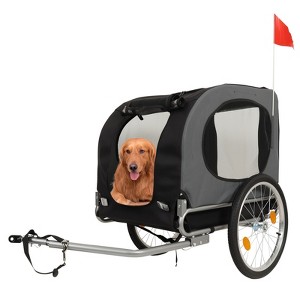 Dog Bike Trailer - 88LBS Dog Cart for Bicycle, Pet Carrier for Small / Medium Pets, Easy Folding Frame, Quick Release Wheel, Washable Non-Slip Lining - 1 of 4