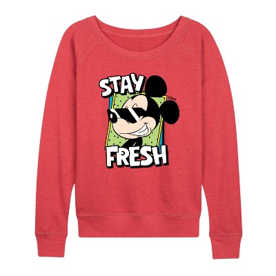 Women's - Disney - Stay Fresh Lightweight French Terry Wide Neck Long Sleeve Shirt