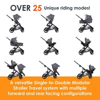 Dash Grey Convertible Bassinet and Stroller Travel System