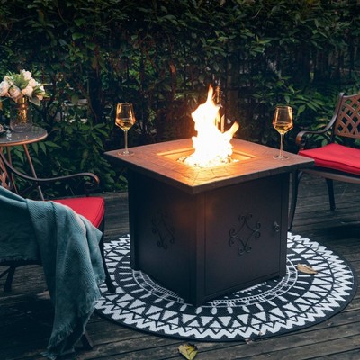 30" Steel Propane Fire Pit Table with Cover - Nuu Garden