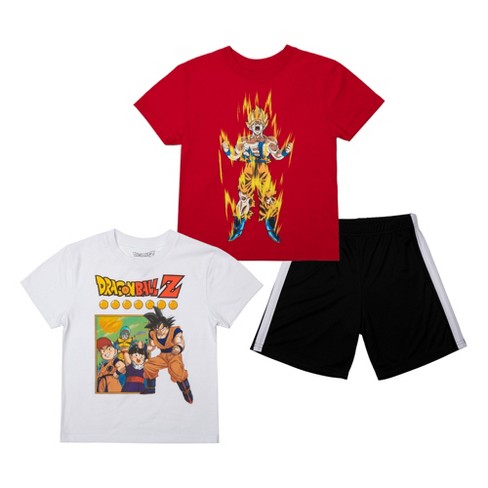 Dragon Ball Z Boys 3 Pack Set Includes Two Tees and Mesh Shorts Small