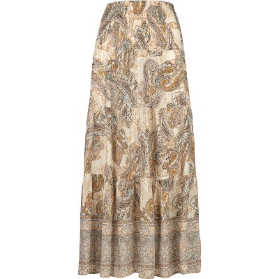 Women's Wo's Long Vintage Patterned Skirt - Made in Italy L