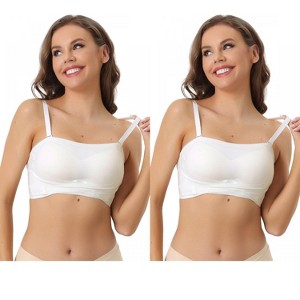 Allegra K Women's Strapless Breathable Wirefree Adjustable Straps Push-up Removable Pads Bralettes 2 Packs - 1 of 4