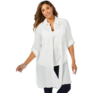 Jessica London Women's Plus Size Gauze Mega Tunic - 1 of 4