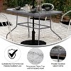 Flash Furniture Tory Commercial Grade Patio Table with Tempered Glass Top with Umbrella Hole and Steel Tube Frame - 3 of 4
