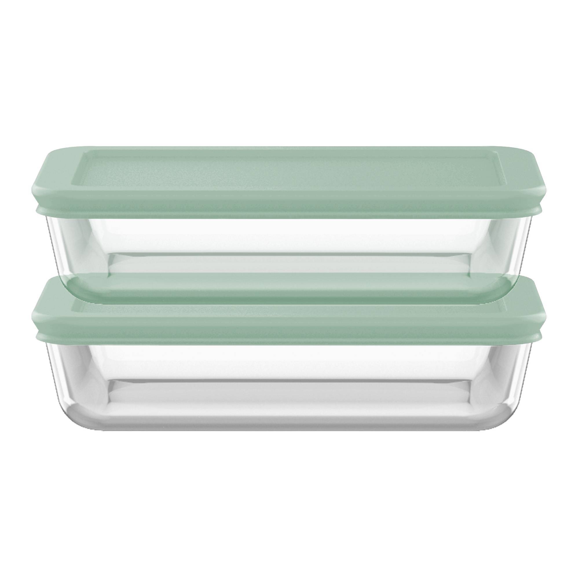 Pyrex 4pc 3c Rectangular Food Storage Container Set Cameo Green