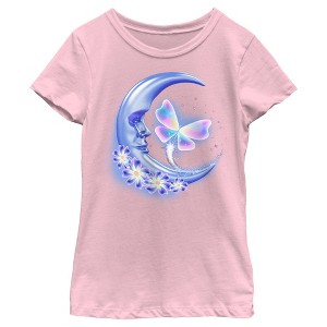 Girl's Lost Gods Airbrushed Half Crescent Moon T-Shirt - 1 of 4
