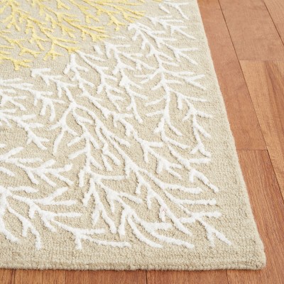 Soho 6' x 6' Beige Yellow Hand Tufted Floral Wool Rug