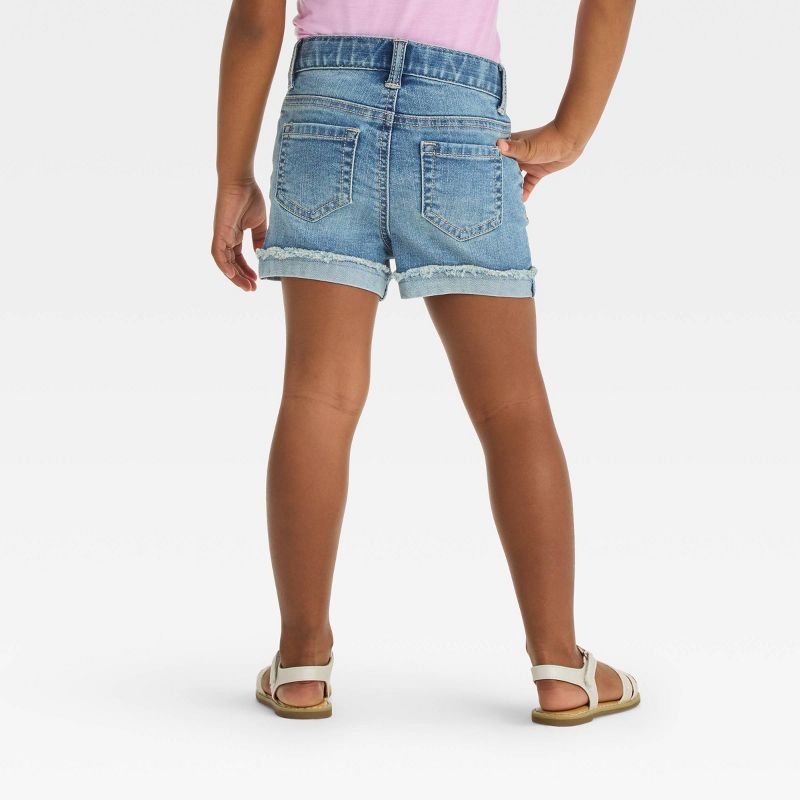 Toddler Girls' Strawberry Embroidered Jean Shorts - Cat & Jack™ Blue, 3 of 8