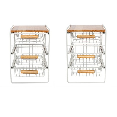 origami kitchen sliding organizer drawer mesh basket pack steel wood target