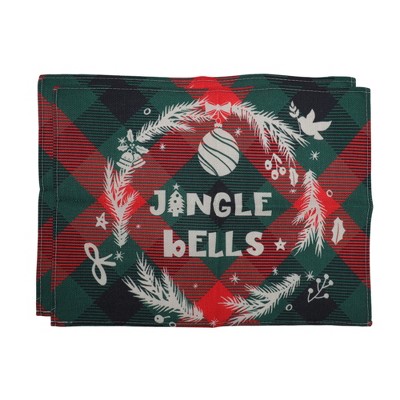 Unique Bargains Christmas Place Mats Linen Red Green 13"x17.7" 2 Pcs
