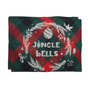 Unique Bargains Christmas Place Mats Linen Red Green 13"x17.7" 2 Pcs - 1 of 4