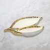 Classic Touch White Porcelain Leaf Relish Dish with Gold Rim, 15"L - 3 of 4