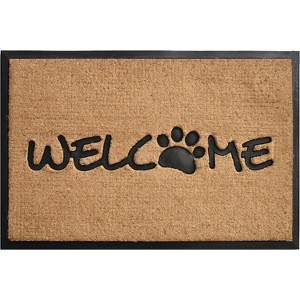 HomeRoots 24" X 36" Natural And Black Coir Welcome Outdoor Door Mat - 1 of 4