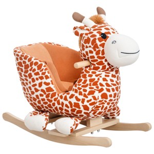 TopComfy Baby Bouncers and Rockers Kids Plush Giraffe Themed Rocking Horse Ride On Chair Toy Cute Giraffe Elements for Kids, Brown, 24.03"*13"*17.73" - 1 of 4