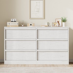 Garvee 6 Drawer Dresser for Bedroom, White Double Dresser Organizer with Concave Handles, Modern Chest of Drawers for Bedroom Living Room Nursery - 1 of 4