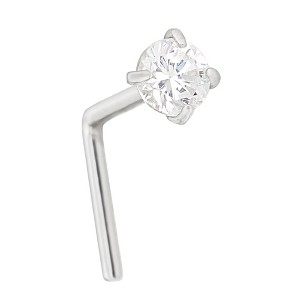 Jewelry Avalanche 1.5mm-3mm CZ Solid 22G 14K Gold L-shape Nose Stud - 1 of 3