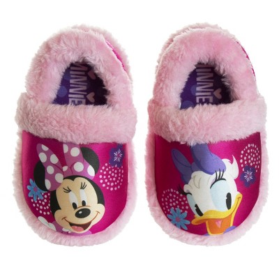 Disney Kids Girl's Minnie Mouse Slippers - Plush Lightweight Warm ...