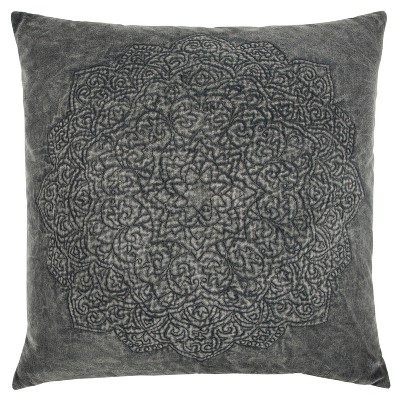 Medallion Throw Pillow Gray - Rizzy Home