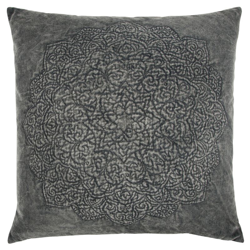 Medallion Throw Pillow Gray - Rizzy Home, 1 of 7