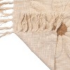 Storied Home Cotton Slub Throw with Tufted Flowers and Fringe, Natural and Tan Color - 3 of 4