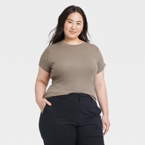 Women's Short Sleeve Ribbed T-Shirt - A New Day™ - 1 of 3