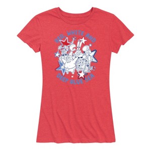 Women's - SpongeBob SquarePants - Red, White, and Deep Blue Sea Short Sleeve Graphic T-Shirt - 1 of 4
