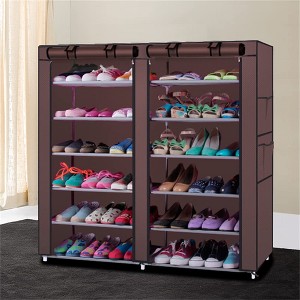 GustoWave Non-woven Fabric Shoe Cabinet 6-layer Double-row 12-compartment Shoe Organzier Container Brown - 1 of 4