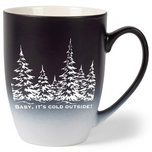 Elanze Designs Baby, It's Cold Outside Two Toned Ombre Matte Black and White 12 ounce Ceramic Stoneware Coffee Cup Mug - 1 of 4