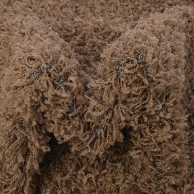 Luxurious Brown Synthetic Shag Runner Rug