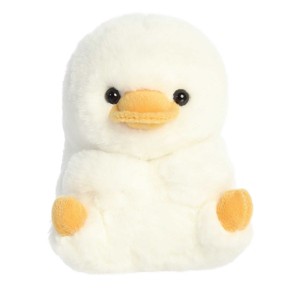 Aurora Mini Delight Duck Rolly Pet Round Stuffed Animal White 5" - 1 of 4