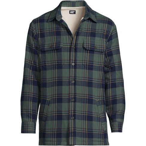 Flannel Shirt Jacket - Green Plaid, Large